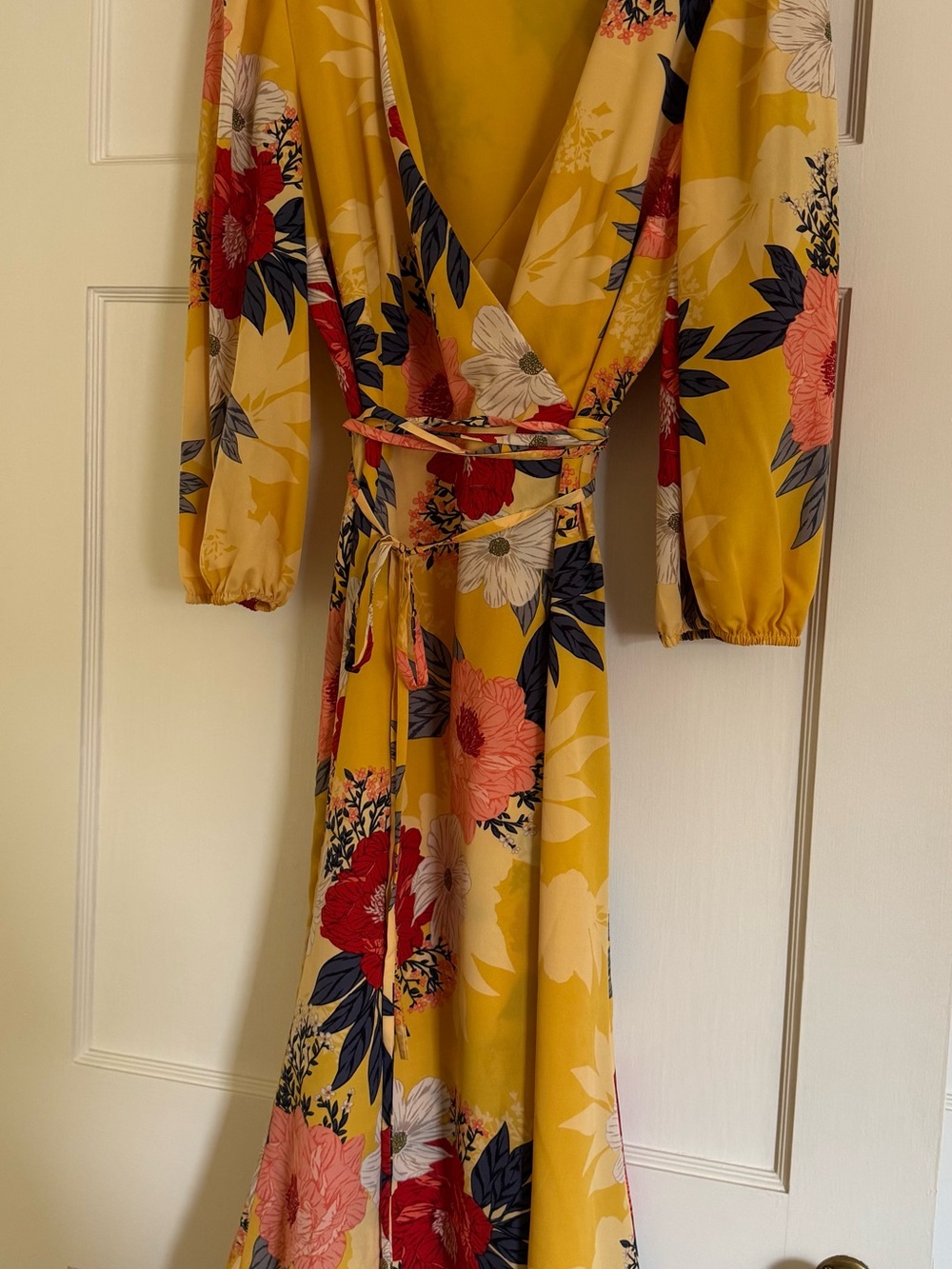 Eliza J - Yellow Floral Wrap Midi Maxi Dress (Never Worn)